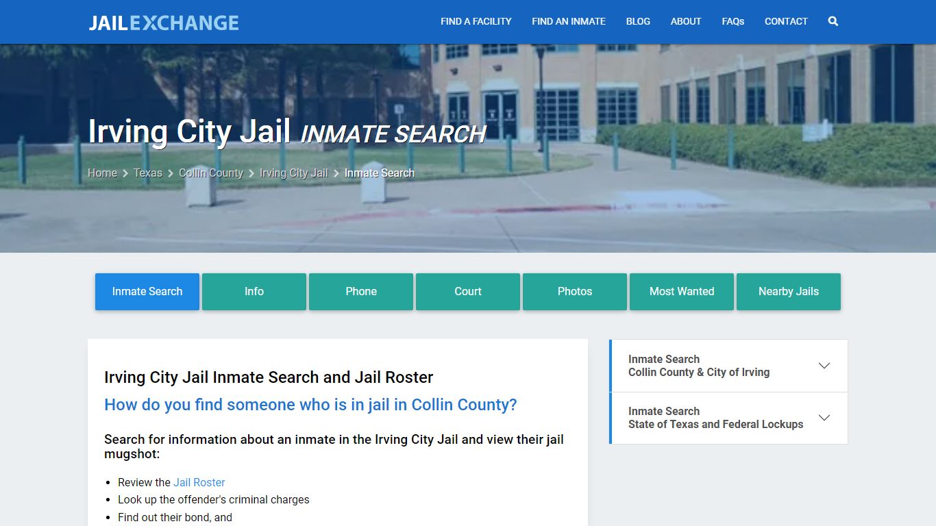Inmate Search: Roster & Mugshots - Irving City Jail, TX